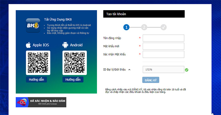 đăng ký Bk8