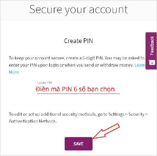 Đặt Mã Pin Cho Tài Khoản