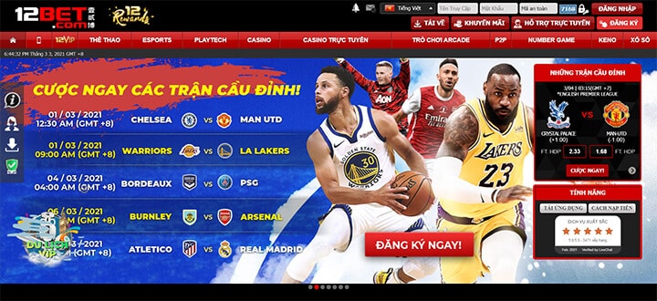 Giao diện 12Bet