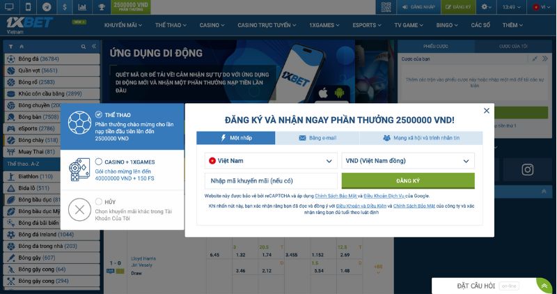 Đăng ký 1xBet