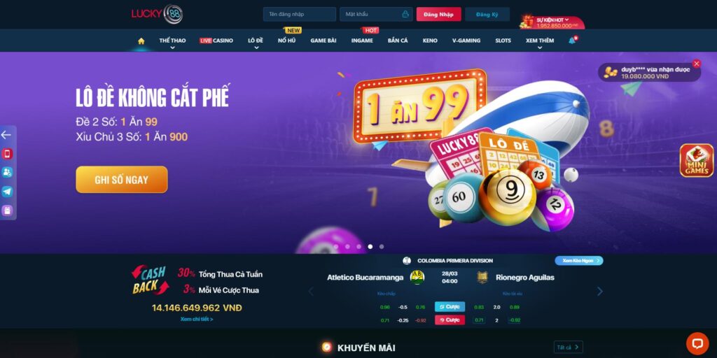 Nhà cái chơi lô đề online Lucky88