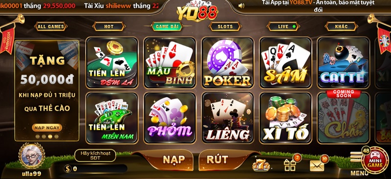 Game bài đổi thưởng kịch tính tại Yo88